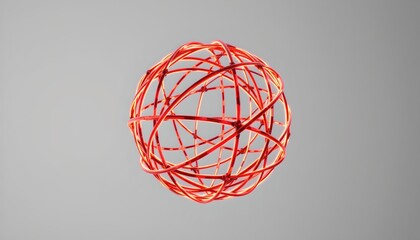 A red orb of light is centrally suspended in front of a gray background, which appears to be a wall. The sphere emits multiple rays that resemble sunbeams, creating a vibrant visual effect.