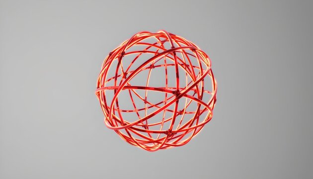 A red orb of light is centrally suspended in front of a gray background, which appears to be a wall. The sphere emits multiple rays that resemble sunbeams, creating a vibrant visual effect.