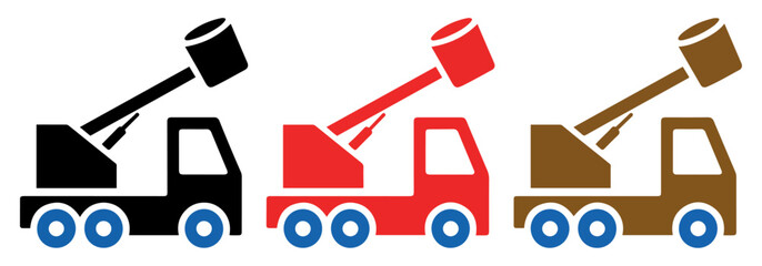 cartoon construction trucks lined up vector © Vectorixpro