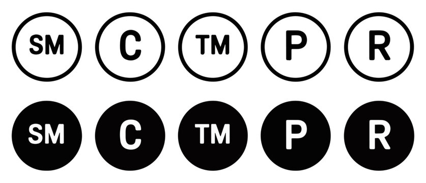 copyright trademark icon vector set