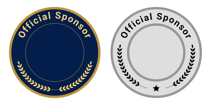 Official sponsor badge design with laurel wreath in blue and gold and a monochrome version