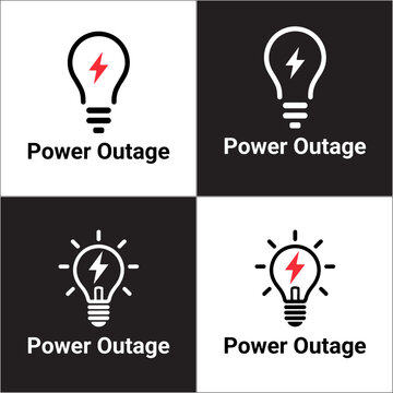 Power outage and electricity blackout icon set with different variations