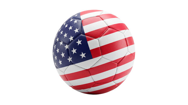 A soccer ball with the American flag design. A symbol of sportsmanship, patriotism, and national pride.
