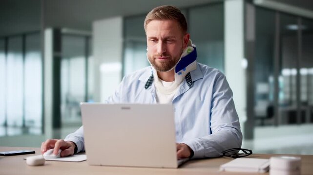 Man With Broken Neck Doing Phone