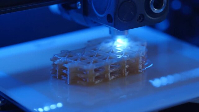 A 3D printer creates a complex object with precision and accuracy in a video