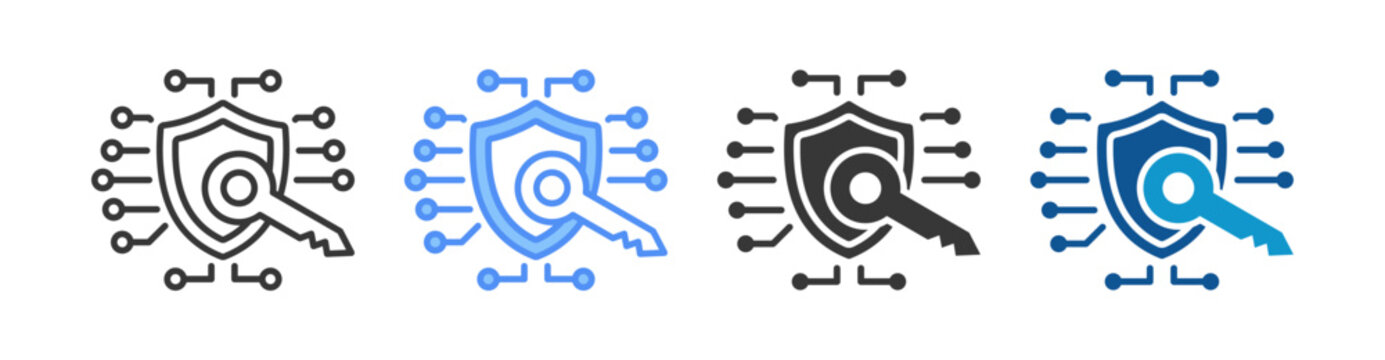 Encryption Key Icon Set Multiple Style Collection
