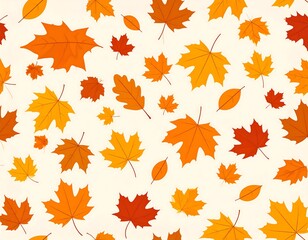 Obraz premium Autumn leaves background pattern with orange, yellow and red foliage design