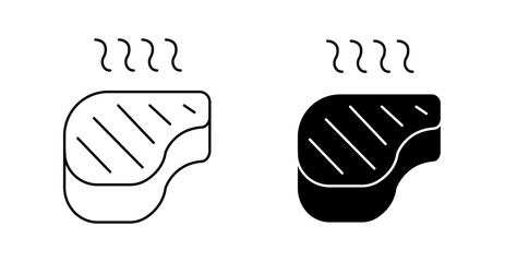 Grilled Steak Hot Food Line Icon