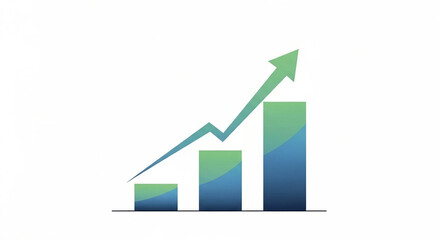 Simple Upward Bar Chart with Arrow Representing Business Growth and Progress Concept