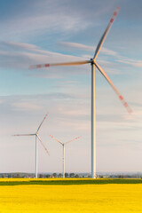 Nice view of the windmill fields in Blazejowice in Poland.