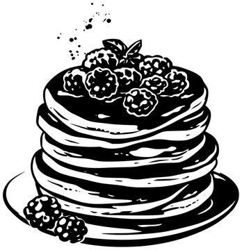 food illustration dessert silhouette breakfast logo sweet icon homemade outline snack delicious pancake meal pancakes tasty morning bakery fresh shape drawing vector graphic background