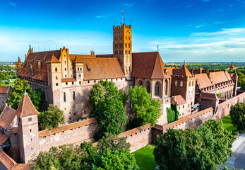 Obraz premium Malbork Castle on the Nogat River in Poland