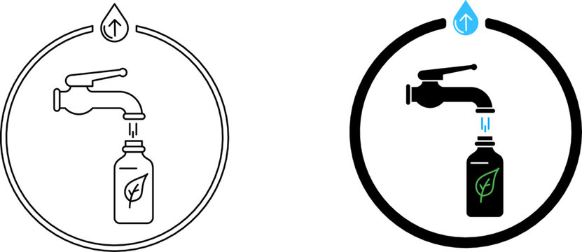 Refillable water station icon. Eco friendly bottle filling concept for sustainable packaging