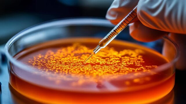 selective focus clean laboratory surface with precise bacterial streaking technique