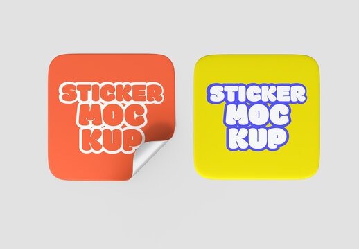 Squared Stickers Mockup