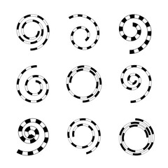 t of Abstract Spiral Icons. Striped Design Elements.