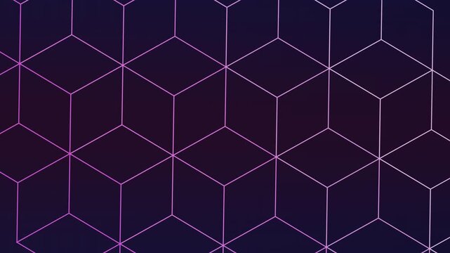 Isometric Cube Pattern Loop with Pink Neon Lines on Dark Background