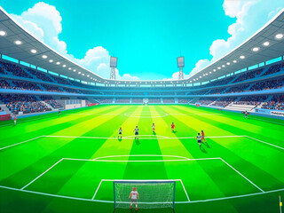 Soccer stadium in a sunny day