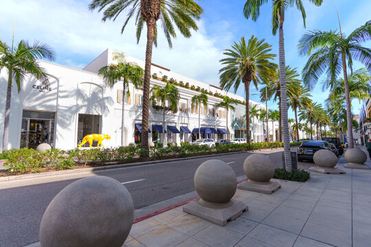 Beverly Hills, California - January 21, 2026: Rodeo Drive Luxury Shopping District in Beverly Hills