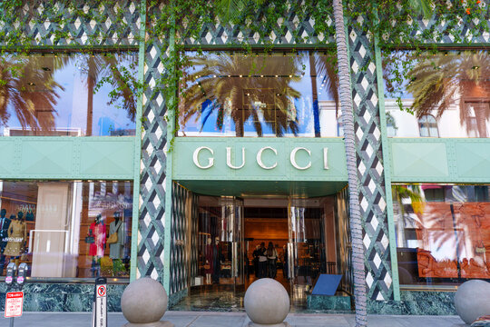 Beverly Hills, California - January 21, 2026: Gucci Storefront on Iconic Rodeo Drive Beverly Hills