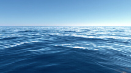 Fototapeta premium Calm Blue Ocean Waves Under a Clear Sky Horizon at Sea