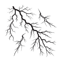 Obraz premium Cracked Lightning Branch Vector Set – Electric Thunder Fracture Effects
