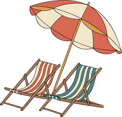 beach chair and umbrella vector