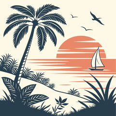 vector illustration of a tropical island