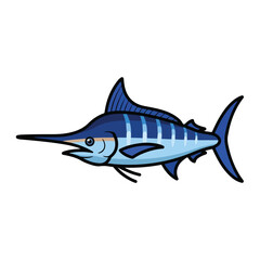 Obraz premium Blue Marlin Fish Illustration Side View.