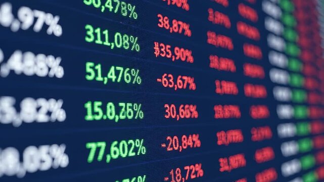 Stock market data on digital display
