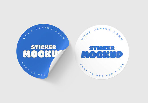 Round Stickers Mockup Template
