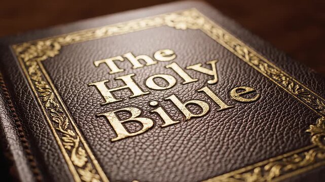 Closeup of a Holy Bible book