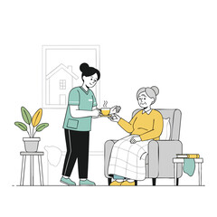 Caregiver Assisting Elderly Woman at Home