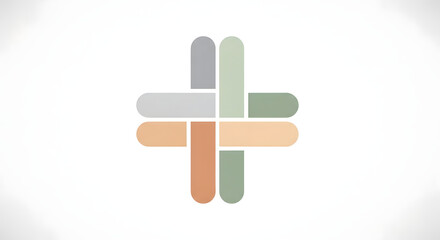 Obraz premium Abstract interconnected cross design symbolizing connection and collaboration on a white background