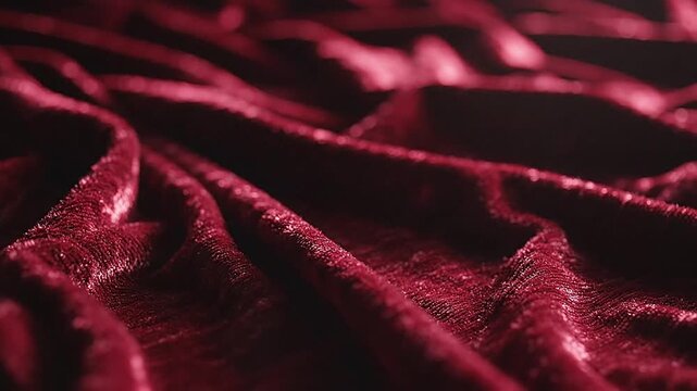 red fabric texture with shiny folds and creases