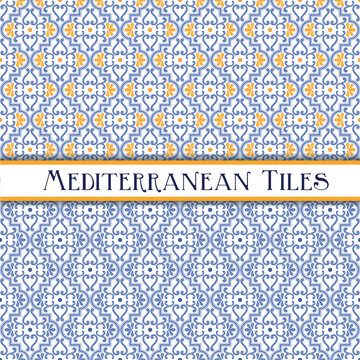 Mediterranean pattern blue and yellow theme
