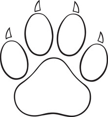 A clean, precise illustration of a single paw print, a symbol of wildlife tracking and natural world exploration. 