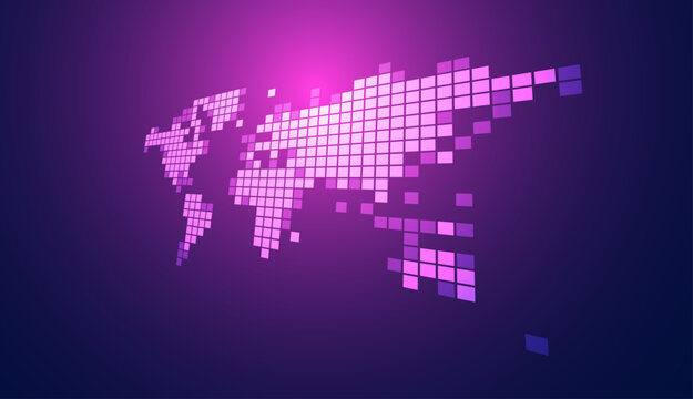 mondo, pianeta, informatica, digitale, pixel, concetto tecnologia,