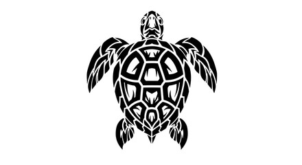 Fototapeta premium Stunning black and white turtle graphic with tribal design elements