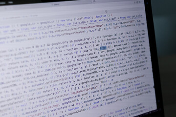 Fototapeta premium Laptop screen showing some code with error selected