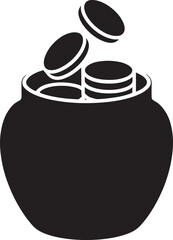 Obraz premium Black pot with coins falling in representing wealth generation and financial prosperity symbol