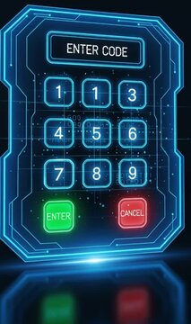 Futuristic Keypad with Enter Code Display.