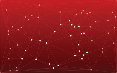 Abstract Red Polygonal Network Connections
