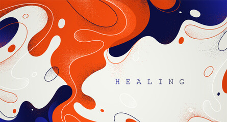 Lava shapes flow abstract background, vector wallpaper with liquid shapes flowing in dynamic motion, wavy water curves abstraction.