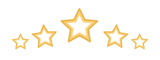 Fototapeta premium Five star rating icon set, gold star symbols representing customer reviews, feedback, quality excellence, and luxury ranking, vector icons for apps, websites, and branding design.