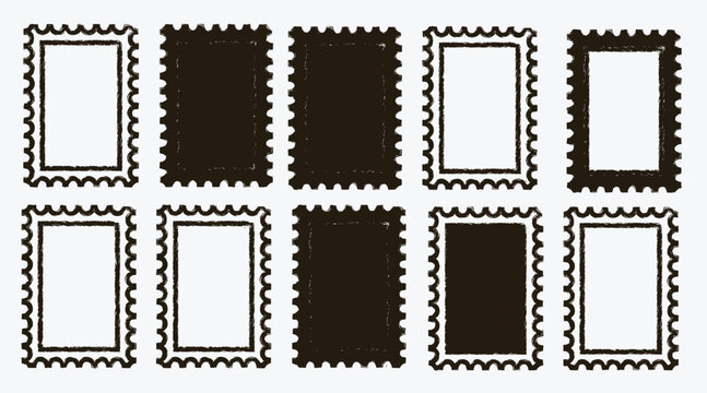  collection of postage stamp frames in various fill states