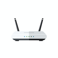 White Wireless Router with Antennas