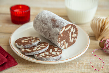 sweet chocolate salami dessert