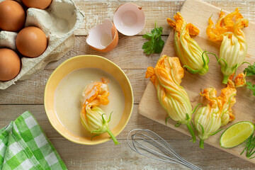 zucchini flowers ready for cooking