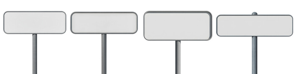 Fototapeta premium Set For gray signs on poles isolated on transparent background